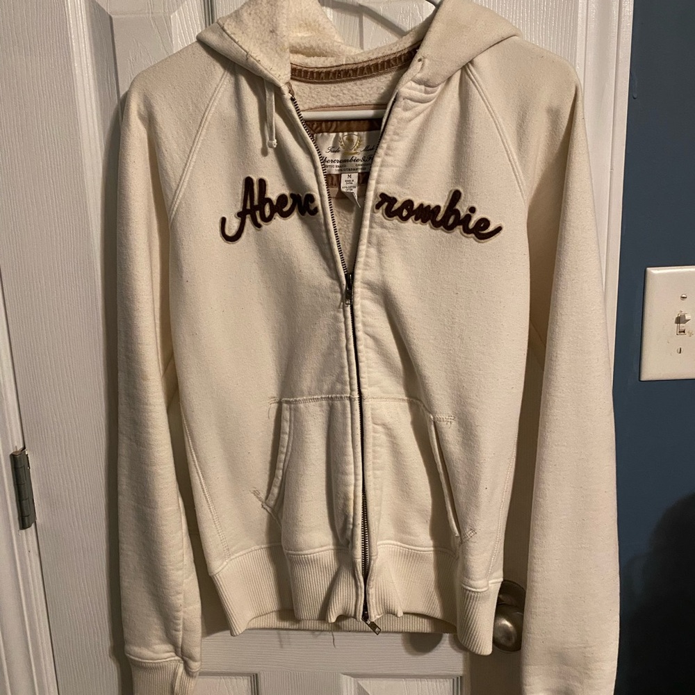Abercrombie & Fitch Off-White Jacket with Brown Accents